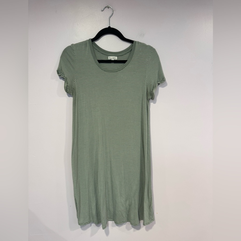 Green‎ and white stripe love fire soft tshirt dress